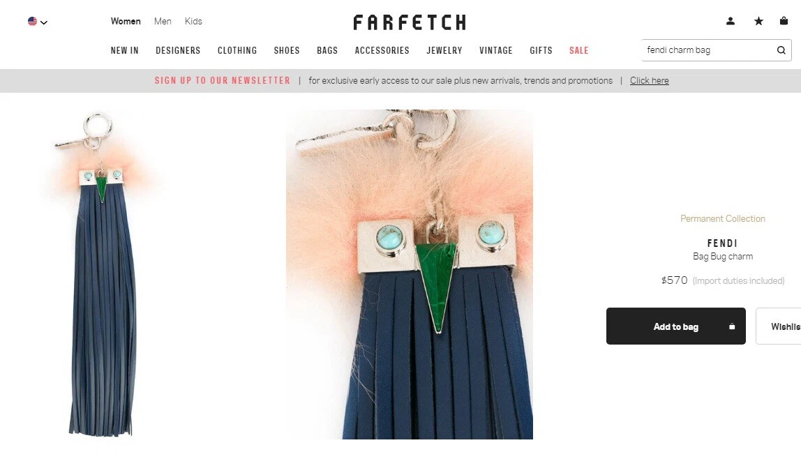 Fendi bag shop charm sale