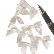 Mini White Satin Bows - 1 3/8 in. x 1in. - 50 Pack 601310 