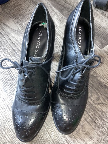 Franco Sarto Größe 8 M Barlie schwarze hochhackige Oxford-Schnürstiefel aus Leder  - Bild 6 von 10