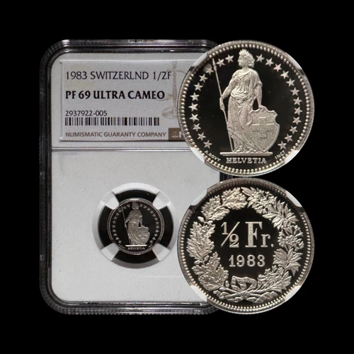 SWITZERLAND. 1983, 1/2 Franc - NGC PF69 - Top Pop 🥇 Helvetia, Alpine Rose