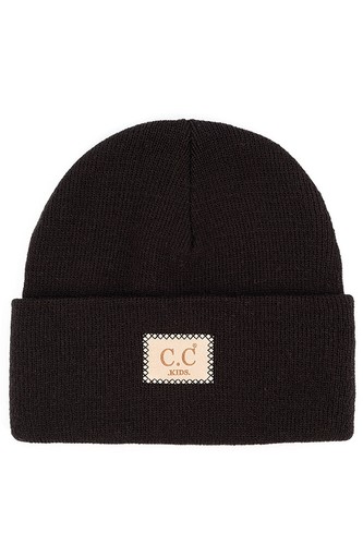 C.C Kids Girl Boy Winter Warm Classic Rib Beanie Hat with C.C Suede Patch - Picture 4 of 12