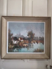 Claude MOURIER (1930- ) "The Pond of Verrières" Oil On Canvas Post Impressionist