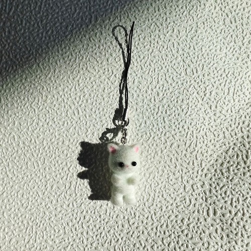 Cartoon Flocking Cat Pendant Phone Lanyard Cute Bear Doll Mobile Phone Strap - 第 8/16 張圖片