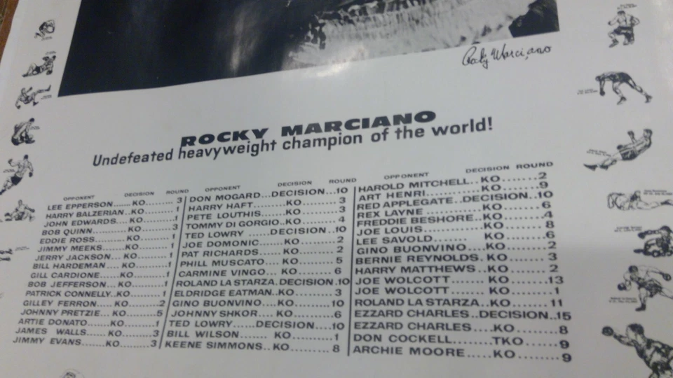 Rare Large Rocky Marciano Undefeated Heavyweight Champion Of The World Poster Foto 3 de 4