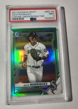JULIO RODRIGUEZ - 2021 BOWMAN DRAFT CHROME - GREEN REFRACTOR - BDC145 - PSA 9