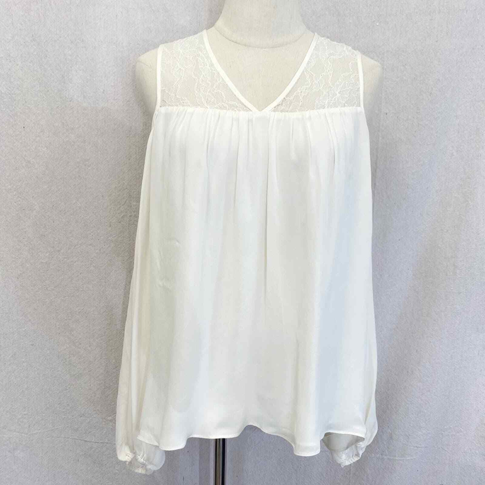 Parker Joanie ivory cold shoulder silk top with l… - image 2
