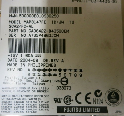 EMC 100-880-192 146 GB 10 K RPM FC FUJITSU MAP3147FE - Imagen 4 de 6