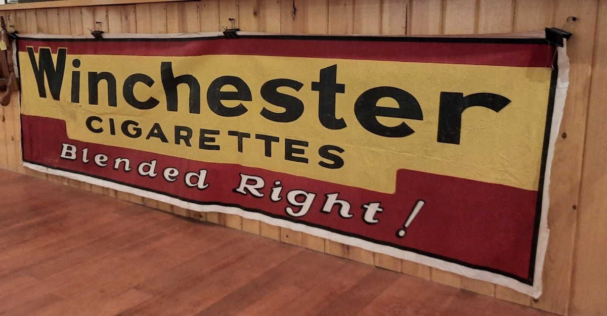 Vintage Winchester Cigarettes Banner 1930s Advertisement HUGE