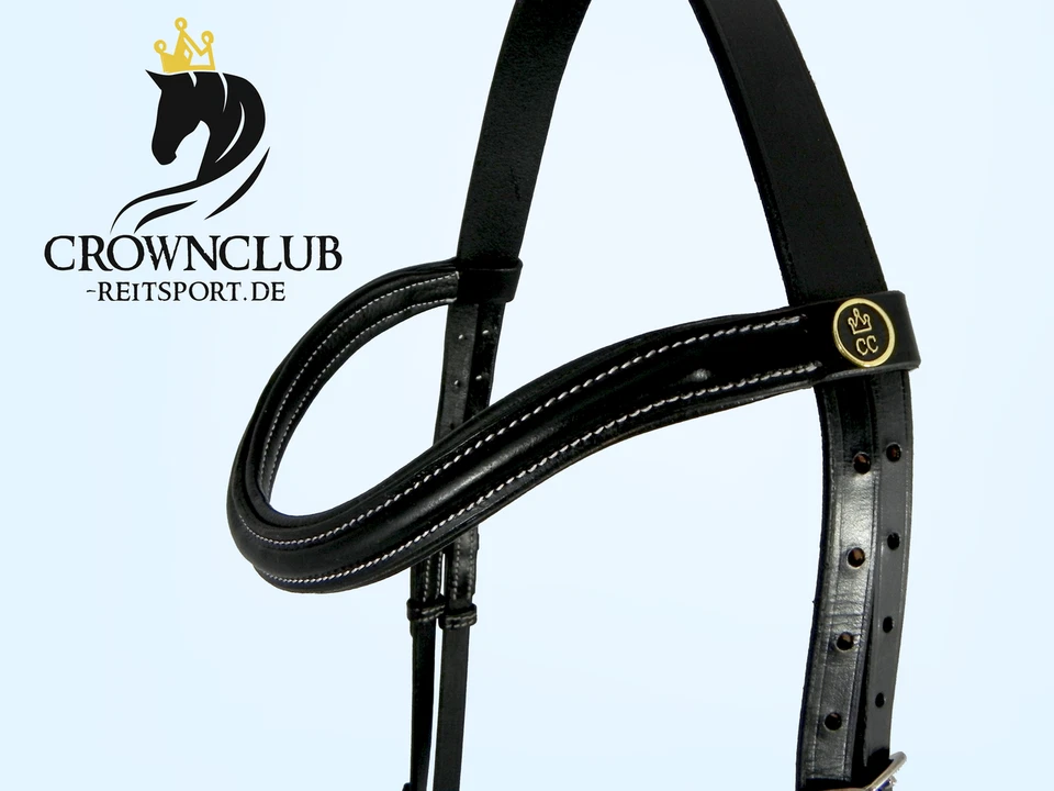 CROWNCLUB Kaiser Otto Sidepull mit weißer Naht gebisslos Trense NEW alle Größen