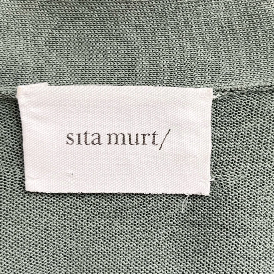 Sita Murt Size EU 40 / US 8 Long Cardigan in Sage Green Lightweight 100% Cotton - Image 3 of 4
