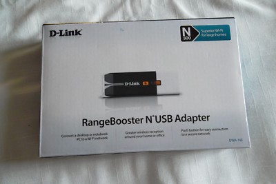D-Link Wireless-N USB 2.0 RangeBooster Adapter 802.11g/n 2.4GHz WPA/WPA2 DWA-140