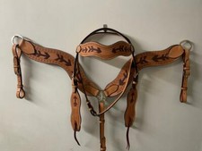 Western Leather Tack Set of headstall and Breast Collar with Carved Arrow