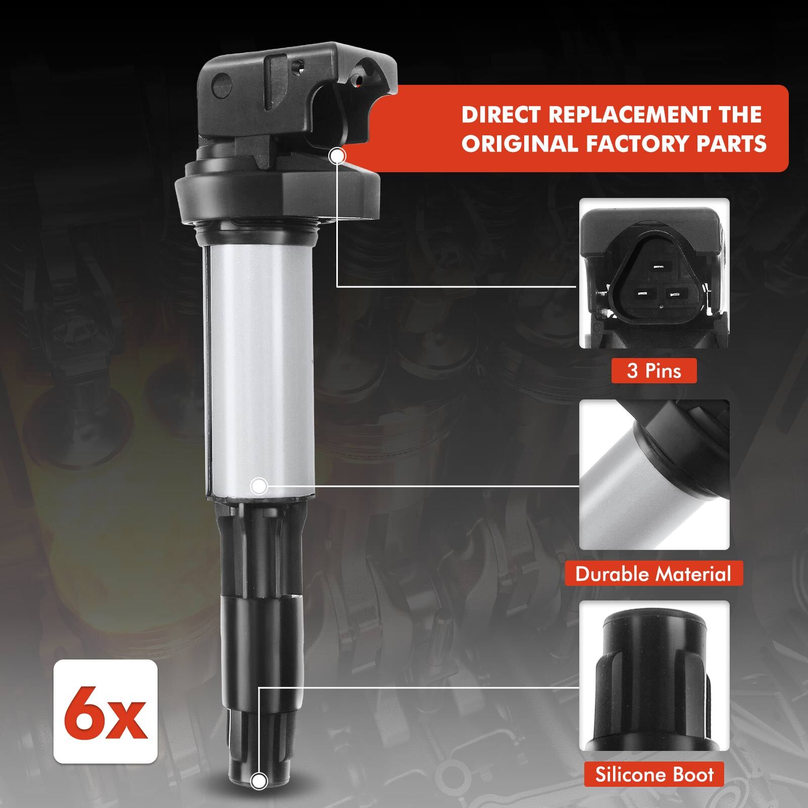 6x Ignition Coil & 6x Iridium Spark Plug Kit for BMW 320i 330Ci X3 Rolls-Royce