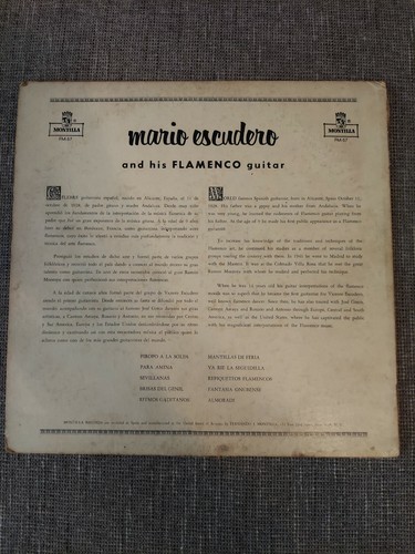 "Mario Escudero And His Flamenco Guitar" Vinyl LP - Picture 2 of 7