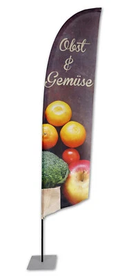 Obst & Gemüse BEACHFLAG Gerade 270 *inkl. bedruckter Fahne und Maststange*