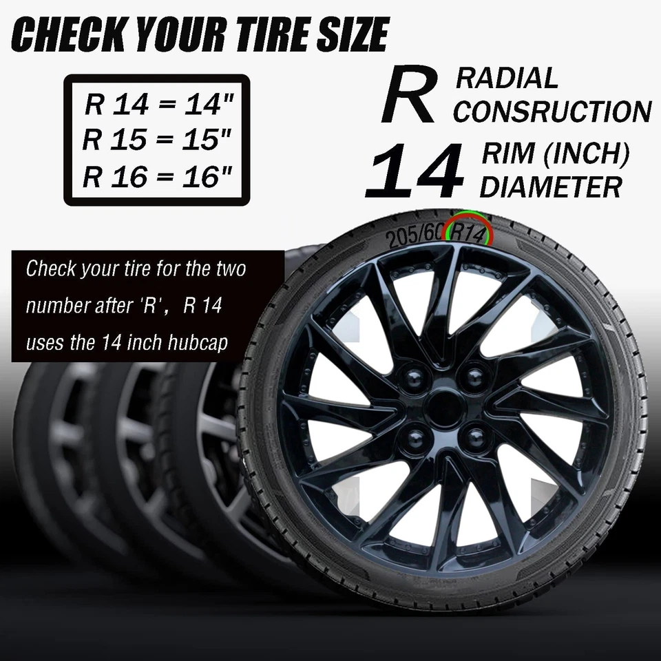 4件装轮毂盖适用于R14轮辋,14英寸轮胎轮毂盖适用于马自达MX-6和马自达MPV — 第 3/4 张图片