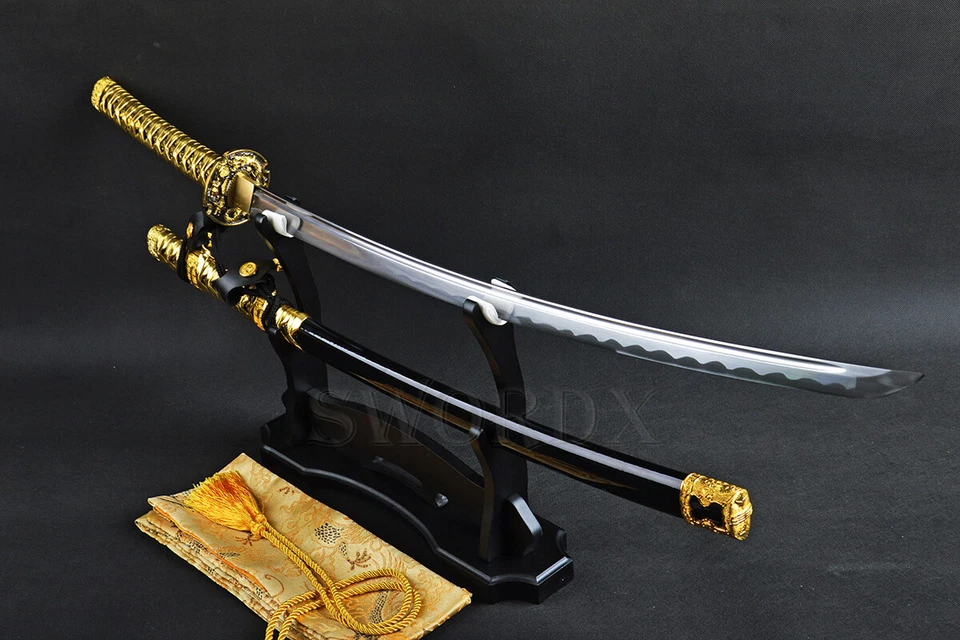 Oro Dragón Tachi Katana T10 Hoja de Acero Katana Japonesa Samurai Espada Afilada Foto 3 de 4