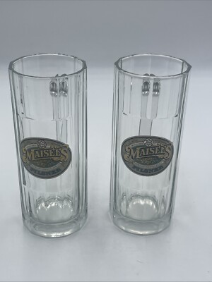 2-Vintage Maisel's Pilsner Glass Paneled Beer Mug