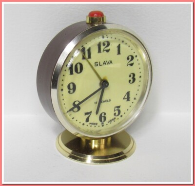 Slava alarm clock, mechanical, vintage decoration year 1980's #2424