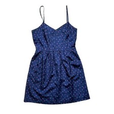 J.Crew Polka Dot Midi Dress Blue Pink Size 8 Sweetheart Spaghetti