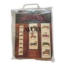 Avon VTG Cars Crewel Embroidery Kit NOS 1900s Model T Brass Era Wall Hanging