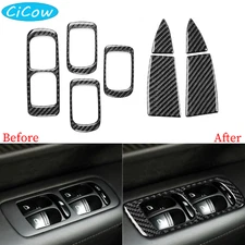 8x Window Lift Switch Ashtray Panel Cover For Porsche Cayenne 03-10 Carbon Fiber