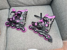 NO FEAR Adjustable Inline Skates UK 1-4 Black Purple - Boxed excellent condition