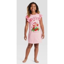 NWT Strawberry Shortcake Girls Nightgown Pink Ruffle Sleep Dress Small 6 6X NEW