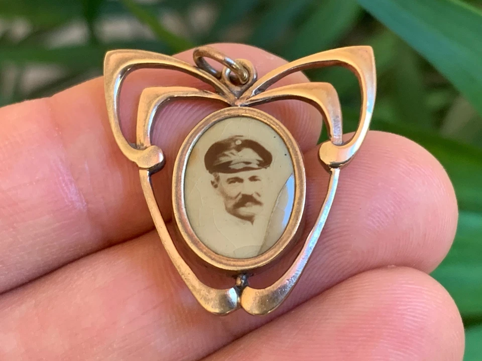 Victorian Gold Filled Mourning Photo Pendant Fob For Pocket Watch Chain c.1910s - Image 3 of 4