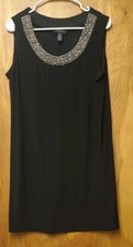 R M Richards Women's Sleeveless Dress with Beaded Neckline