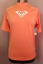 Roxy Womens XL Orange Rashguard UPF 50 Compression Fit Surf Shirt SS 209-35565