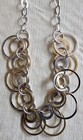 Sterling Silver (925) Necklace with Two-Tone Triple Rings — photo 3