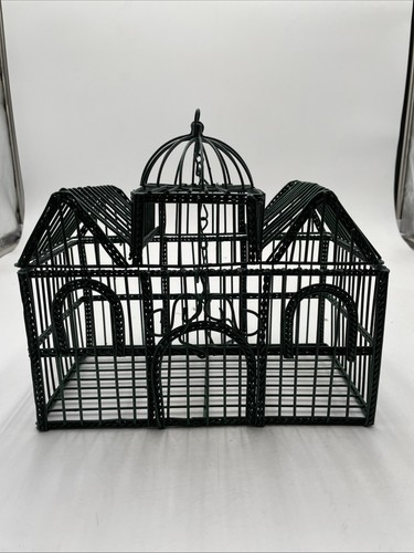 Vintage Ornate Metal Cathedral Birdcage 9" Decorative Wire Wedding Card Holder