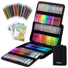 160 PCS Glitter Gel Pens Set Case For Adult Coloring Book Drawing Doodling