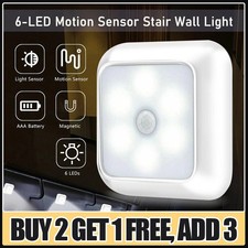 Motion Sensor Lights 6LED PIR Wireless Battery Cabinet Stair Closet Night Light