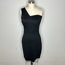 Fraiche Dress Womens Medium Black Bodycon Cocktail Party One Shoulder Stretch