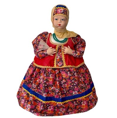 Vintage Russian TEA COZY Babushka Cloth Doll 19'' Handmade Grandma Kitsch Cover