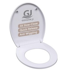 Round Toilet seat with Slow Close Hinges, Never Loosen and Easily Remove,easy...