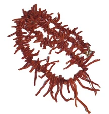 Vintage Red Orange Branch Coral Necklace Natural Undyed 46 Grams 20"