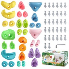 TOPNEW 32 Rock Climbing Holds Multi Size for Kids, Adult Rock Wall Holds Clim...