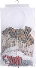 Breathable Mesh Laundry Hamper,Foldable Hanging Closet Storage Basket,Portable