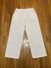 Saks Fifth Avenue White Linen/Cotton Blend Wide Leg Pants Women's XL