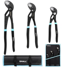 3-Piece Groove Joint Pliers Set (12, 9-1/2, 7 Inch), Push-Lock Water Pump Pli...