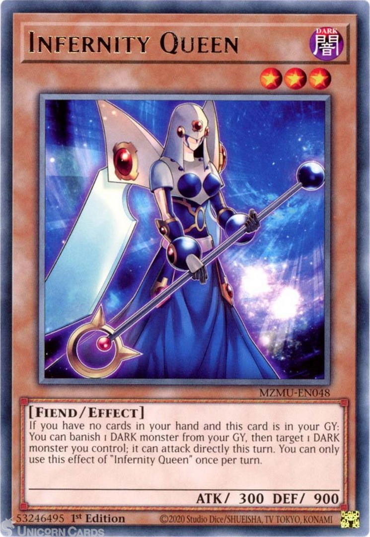 MZMU-EN048 Infernity Queen : Rare 1st Edition Mint YuGiOh Card
