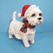 Westie Dog Christmas West Highland White Terrier Figurine Decor Gift Statue