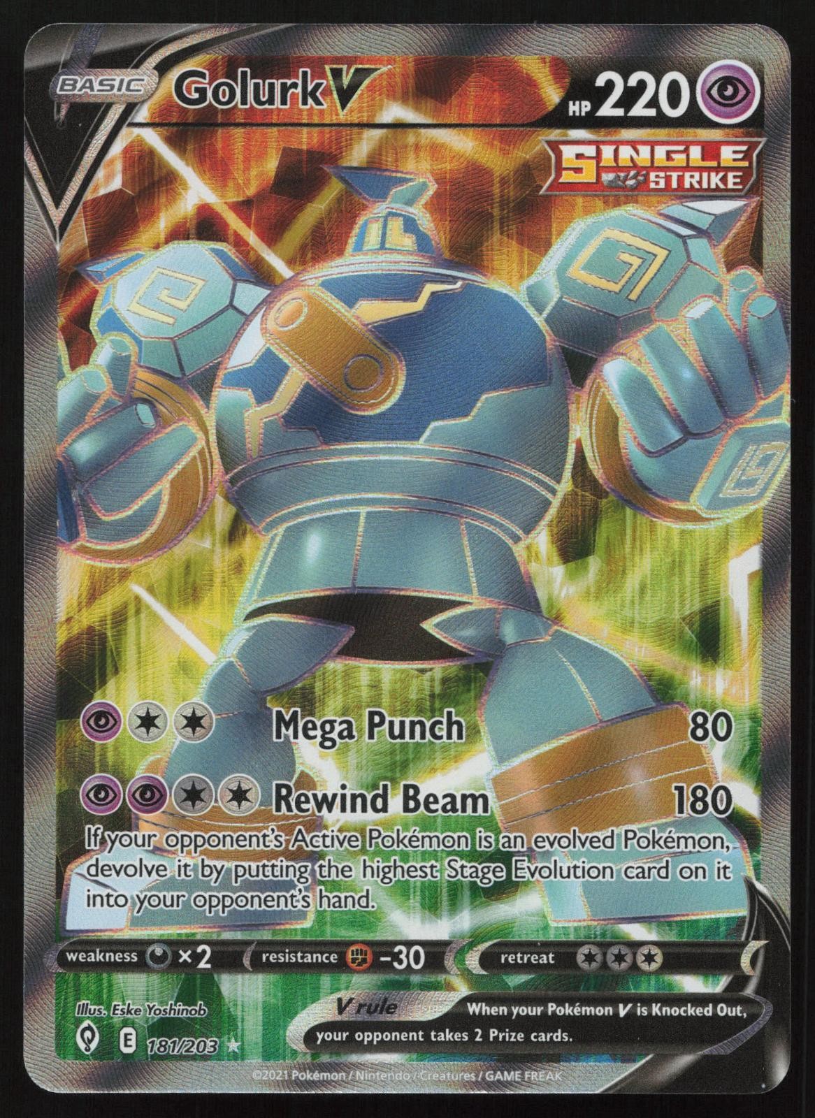 Golurk V 181/203 Full Art Ultra Rare Evolving Skies Pokemon English NM