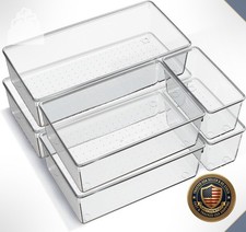 6 Pack Clear Plastic Drawer Organizer Trays Large Acrylic Dividers