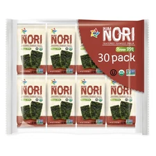 Organic Kimnori Seasoned Roasted Seaweed Snacks - 30 Packs  Korean BBQ  Kim Nori