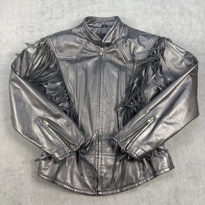 WILSON ADVENTURE BOUND LEATHER WESTERN FRINGE ROCKABILLY JACKET SIZE Large