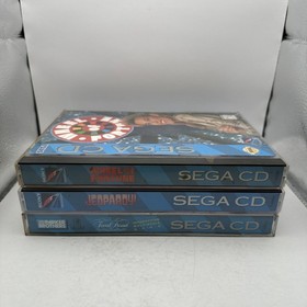 Jeopardy Wheel Of Fortune Trivial Pursuit SEGA CD LOT Bundle CIB Reg Card Poster